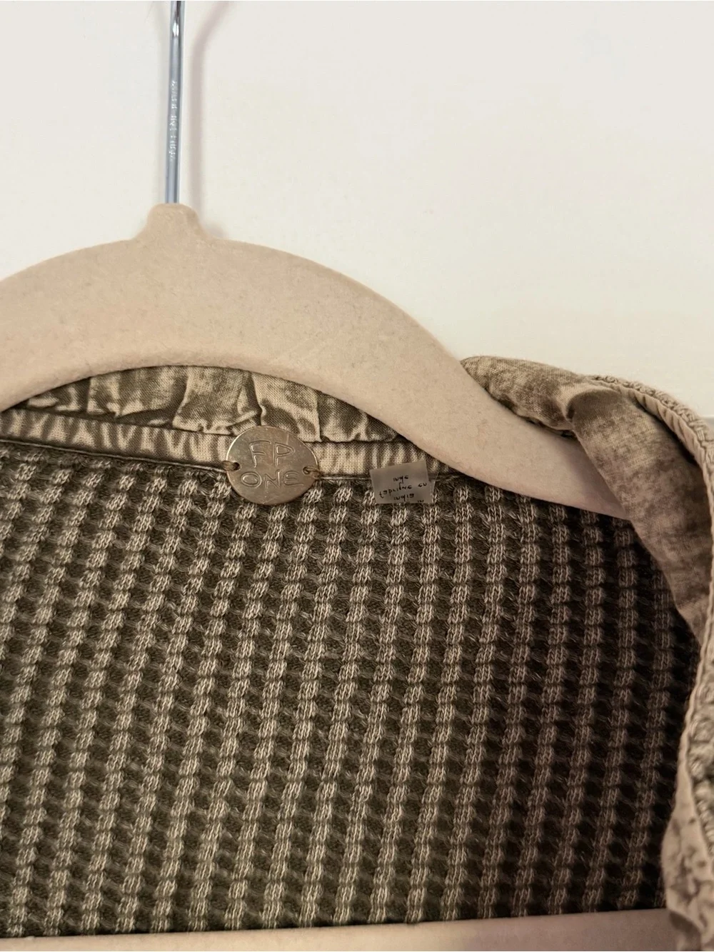 Free People Scout Jacket XL Olive Green Waffle Knit Oversized Utility Shacket